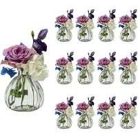 Famanu - Kleine vaas bloemen tafelvaas decoratie bruiloft party set fles helder glas (12 stuks)