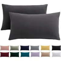 Famanu – Kussensloop 40 x 60 cm - set van 2 - hoofdkussenslopen - 40 x 60 cm - antraciet - voor kussens - 100% microvezel - strijkvrij en kreukvrij - met ritssluiting