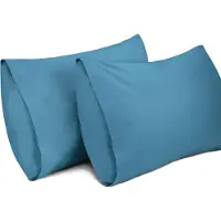 Famanu - Kussenslopen 50x70 cm blauw 2 stuks, 100% katoen ademend, zachte hoofdkussenhoezen, wasbaar voor slaapkamer