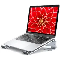 Markenlos – Laptop Stand voor Bureau - Computer Stand Riser voor Bureau - Geventileerde Aluminium Notebook Stand Compatibel met 11 14 15.6 17.3 Inch Zilver Werk vanuit Thuis