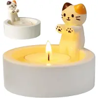 Famanu - Kat theelichthouder – Schattige katten kaarsenhouder – Cadeau voor kattenliefhebbers – Woonkamer decor