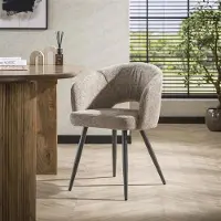 Hoyz armstoel boucle salon tissee cargo zandkleur set van 2