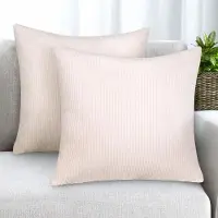 Famanu – Kerst corduroy ribfluweel kussenhoezen set van 2 (45x45 cm) – zachte sierkussenhoezen – beige