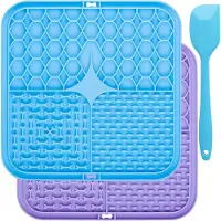 Famanu – Set van 2 siliconen likmatten met spatel, slow feeder voor hondenbaden en training