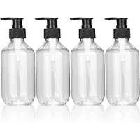 Famanu – 4 stuks lege perspompflessen, 300 ml hervulbare fles voor het koken van sauzen, plastic vloeibare zeepdispenser, navulbare container voor etherische oliën, lotions, shampoo, conditioner