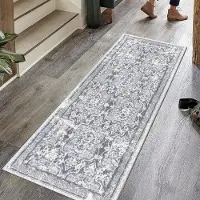 Famanu Tapijtloper voor hal, antislip, keukentapijt, vloertapijt, machinewasbaar, zachte deurmat, vintage, chique traploper, tapijt voor entree, wasruimte, balkon, hal, 50 x 150 cm