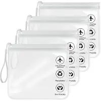 Famanu – Vliegtuigzak - vloeistoffen - 20 x 20 cm - toilettas - transparante reis-cosmeticatas - luchthavenveiligheid - goedgekeurde vloeistofzak - lekvrije waterdichte reis-toilettas - 4PC 1 liter
