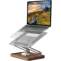 Famanu – Geventileerde houten laptopstandaard - verstelbare bureauverhoger voor laptops van 10 tot 17,3 inch - met opbergbasis