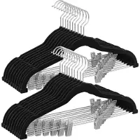 Famanu – Broekhangers - set van 20 fluwelen hangers met verstelbare clips - 42,5 cm lang - antislip - ruimtebesparend - voor rokken - jassen - jurken - wit - 20 stuks - 20 stuks
