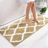 Famanu – Antislip badmat - badkamertapijt - wasbaar - hoogpolig - badmat - pluizige microvezel - 60 x 120 cm - beige