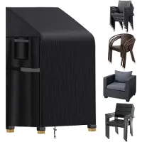 Markenlos Stoelhoes voor stapelstoelen - 420D Oxford, waterdicht en winddicht, geschikt voor maximaal 6 stoelen - 65 x 65 x 80/120 cm