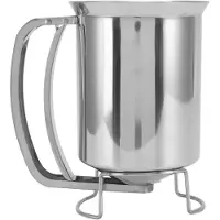 Famanu - Beslagdispenser RVS 850 ml met Persgreep, trechter voor cupcakes, wafels en pannenkoeken, doseerbeker voor nauwkeurig schenken