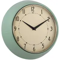 Famanu - Retro wandklok, stille, niet-tikkende decoratieve bladkleurige wandklok, wanddecoratie in retrostijl voor keuken, woonkamer, huis