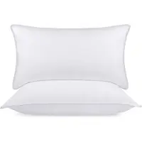 Famanu Bedding Premie Kussen (Set van 2), 40 x 80 cm Beddenkussens, Zachte Stof met Holle Vezelvulling (Wit)