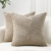 Famanu – Corduroy ribfluweel kussenhoezen set van 2 (40x40 cm) – boho windmolen/strepen patroon – zacht – woondecoratie