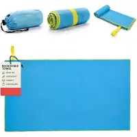 Famanu – Handdoeken Microvezel Fitnesshanddoek Reishanddoek Badhanddoek Strandhanddoek Ultra Absorberend Sneldrogende en Zachte Compact voor Fitness Sauna Sport Strandlaken (Blauw - XL 110x175cm)