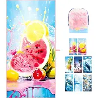 Famanu – Grote microvezel strandhanddoek 180 x 90 cm - sneldrogend en zandvrij - geschikt voor strand en reizen - watermeloenprint