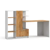 Vicco Bureau Tomy, Wit/Goudkleurig Eiken, 150 x 59 cm Set van 2