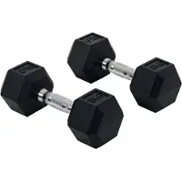 Happiq Hexagon Dumbbell Set 2x8 kg – Gietijzeren Korte Halters met Antislip Grip – Zwart