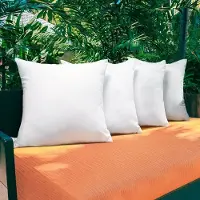 Famanu Premium vierkante vorm kussen binnenpads, set van 4 waterdichte kussenvulling voor terras, tuin, bank, boerderij - decoratieve kussens voor binnen en buiten, standaard/wit, 45 x 45 cm