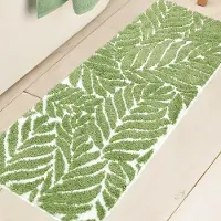 Famanu - Saliegroen badkamertapijt loper – lange badmat voor badkamer antislip badmat decor waterabsorberend lang badkamertapijt voor wastafel badkuip blad badmat 45 x 120 cm