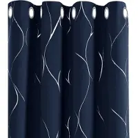 Famanu – Verduisterende Gordijnen met Ringen - Bedrukte Gordijnen met Oogjes voor Slaapkamer - Woonkamer - cm (B x H) - Marineblauw - 2 stuks