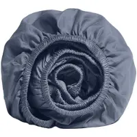 Yumeko Hoeslaken Katoensatijn 90x200 Blauw - Eco, Bio & Fairtrade