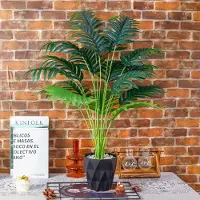 Famanu - 28 inch kunstplanten, grote kunstpalm, kunstplanten, outdoor, voor woonkamer, veranda, balkon, tuin, decoratie, binnen (zwarte pot)