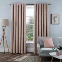 Famanu – Verduisterende gevoerde gordijnen in linnenlook - warmte - isolerend - voor slaapkamer en woonkamer - roze - 168 x 183 cm