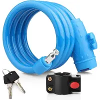 Markenlos fietsslot, 12 mm dik, met 2 sleutels, geschikt voor fietsen, motorfietsen, scooters, kinderwagens, skateboards - 120 cm, blauw