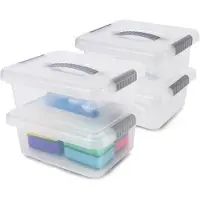 Famanu – Opbergdoos met deksel - 3 liter - grote plastic doos met deksel - stapelboxen - opbergdozen met deksel - set van 4