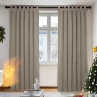 Famanu – thermische verduisteringsgordijnen met lussen - voor kinderkamer - 140 x 290 cm - taupe - 2 stuks