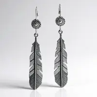 Cavill - Zilveren Oorbellen 925 Sterling Zilver - Geoxideerd - Boho Veer Design - Lichtgewicht Filigraan Handgemaakt - Stijlvolle Dames Sieraden 50 mm
