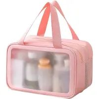 Famanu - Washbag Reizen, make-uptas voor op reis, roze, Transparante reistassen voor toiletartikelen