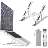 Famanu - Laptop standaard verstelbaar aluminium houder compatibel met 9-16 inch laptops en tablets zilver