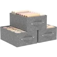 Famanu – Set van 3 opvouwbare stoffen opbergmanden – Kubusdozen voor huis, kantoor en kast – Grijs
