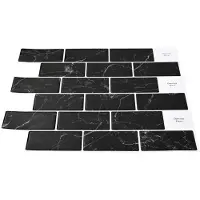 vidaXL Subway tegel 20 st Zwart Marmer 30 x 30 cm Polyurethaan en PET