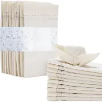 Famanu - Stoffen Servetten – 12 stuks 40x40 cm – 100% Katoen – Herbruikbaar en Elegant (Wit)