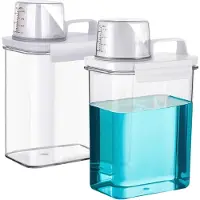 Famanu – Waspoeder opbergdoos met maatbekers, 1800 ml luchtdichte wasmiddelcontainer
