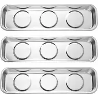 Markenlos – Magnetische onderdelenplank set van 3 RVS rechthoekige schalen voor werkplaats