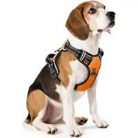 Markenlos – Hondentuig Hondenharnas voor Middelgrote Honden No Pull Hond Harnas met Handvat Hondentuig Reflecterende Verstelbare Huisdier Vest voor Buitentraining Wandelen - Oranje - M