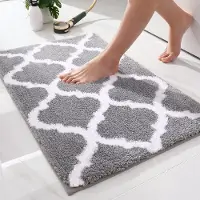 Famanu – Antislip badmat - badkamertapijt - wasbaar - hoogpolig - badmat - pluizige microvezel - 40 x 60 cm - grijs