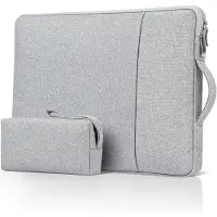 Markenlos - 15,6 inch waterbestendige laptophoes met accessoiretas, slank grijs design