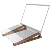 Famanu – Laptopstandaard van walnoothout - universele bureau-laptopstandaard voor 10–17 inch laptops - en duurzaam materiaal - stevig en stijlvol - geschikt voor thuis en kantoor