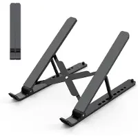 Famanu – Laptopstandaard voor bureau - verstelbare laptopverhoger opvouwbare draagbare laptophouder - geventileerde koeling notebookstandaard voor 10-15,6 inch laptops - tablet-zwart