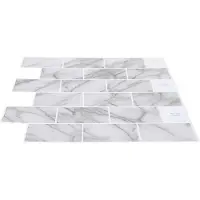 vidaXL Subway tegel 50 st Wit Marmer 30 x 30 cm Polyurethaan en PET