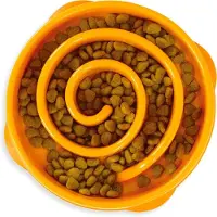 Famanu – Hondenvoerbak tegen schrokken - interactieve slow feeder - helpt eettempo te vertragen en te verbeteren - geschikt voor kleine en middelgrote honden - oranje - maat Mini/Medium