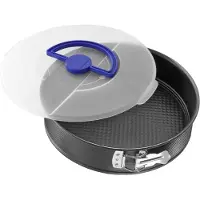 Famanu – Ronde springvorm Ø 26 cm met deksel, platte bodem en anti-aanbaklaag, ideaal voor meenemen en serveren
