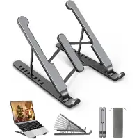 Famanu - Verstelbare aluminium laptopstandaard 8 standen opvouwbaar geschikt voor laptops tot 15.6 inch