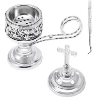 Markenlos - Zilverkleurige metalen wierookhouder, brander voor aromatherapie, yoga en meditatie